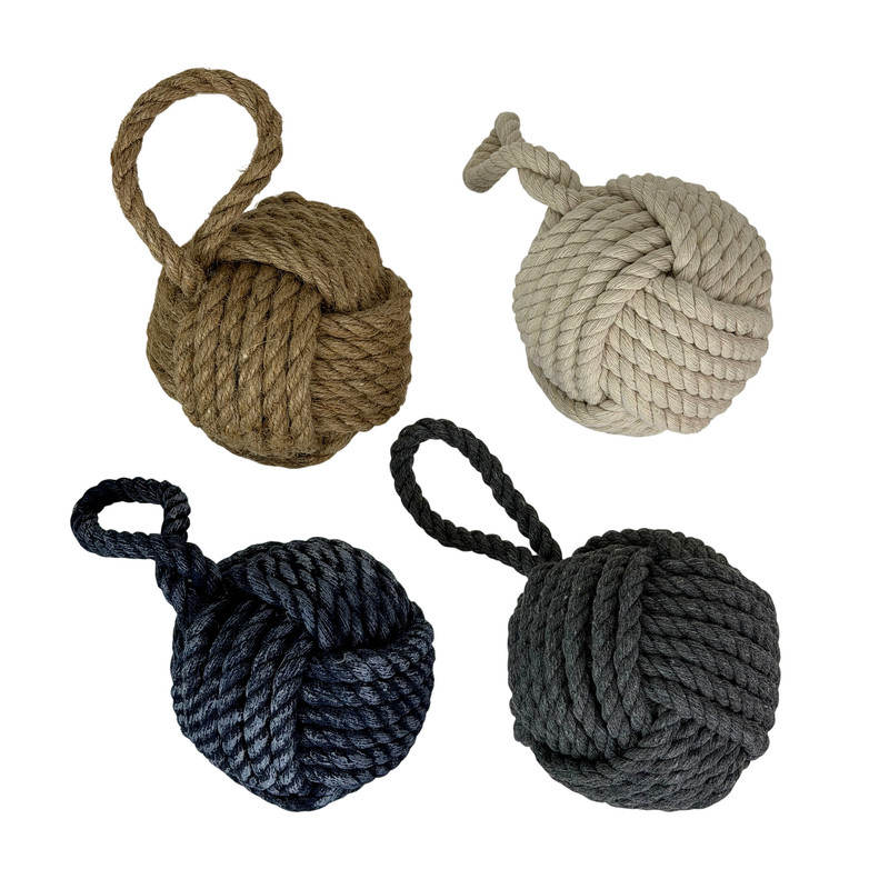 Set of 4 Nautical Rope Monkey Fist Decorative Balls 4 in Coastal Orbs Main image