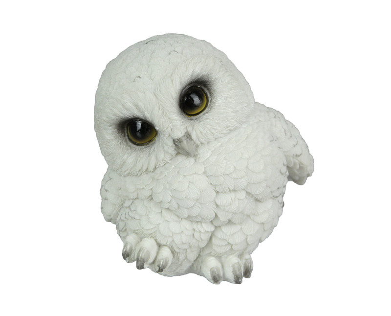 Adorable Big Eyed White Baby Snowy Owl Mini Statue 4.75 Inches High Main image