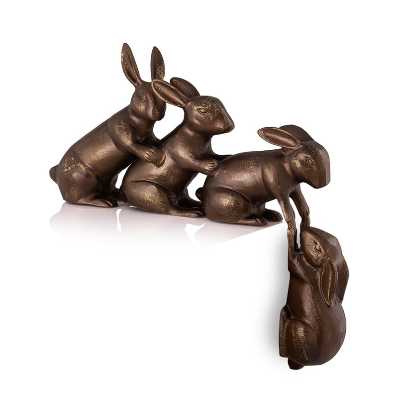 SPI Home Cast Aluminum Helping Hand Rabbits Ledge Sitter Garden Sculpture Main image
