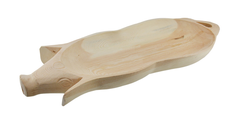 Hand Carved Wooden Pig Platter Decorative Serving Tray 24 inch Main image
