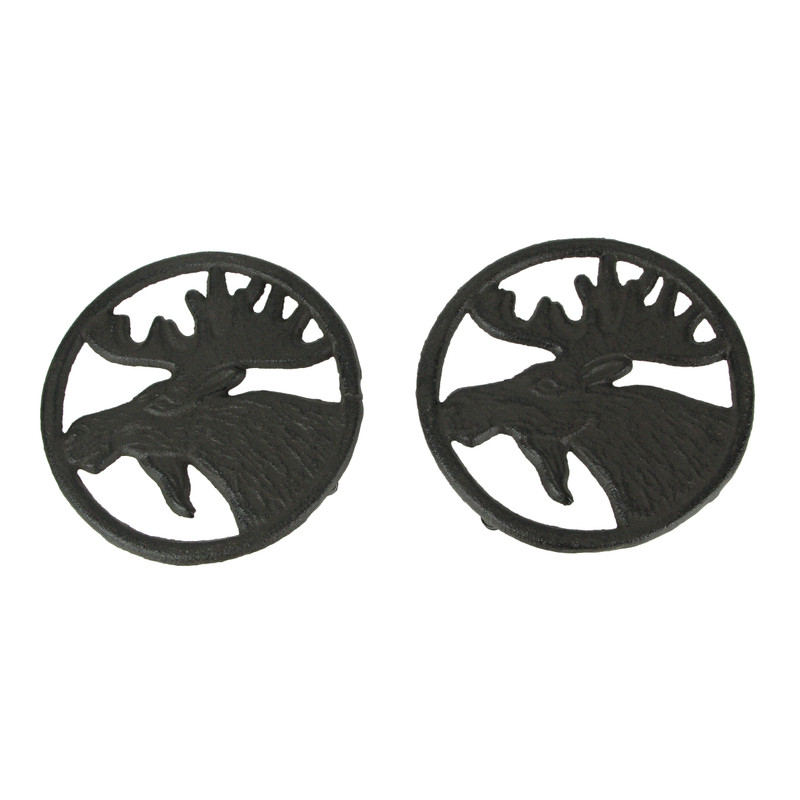 Set of 2 Cast Iron Moose Trivets Decorative Kitchen Home Decorations Lodge Decor Main image
