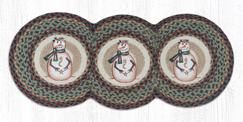 Earth Rugs TCP-81 Moon & Star Snowman Printed Tri Circle Runner 15" x 36" Main image