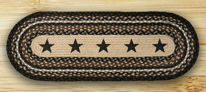 Earth Rugs OP-313 Black Stars Oval Patch 2 Feet x 8 Feet Main image