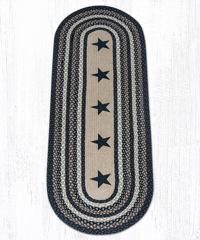 Earth Rugs OP-313 Black Stars Oval Patch 2 Feet X 6 Feet Main image