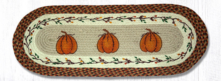 Earth Rugs OP-222 Harvest Pumpkin Oval Patch Runner 13" x 36" Main image