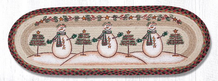Earth Rugs OP-81 Moon & Star Snowman Oval Patch Runner 13" x 36" Main image