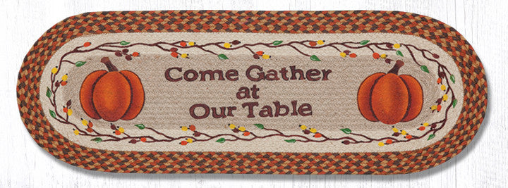 Earth Rugs OP-222 Come Gather at Our Table Oval Patch Runner 13" x 36" Main image