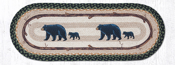 Earth Rugs OP-116 Mama & Baby Bear Oval Patch Runner 13" x 36" Main image