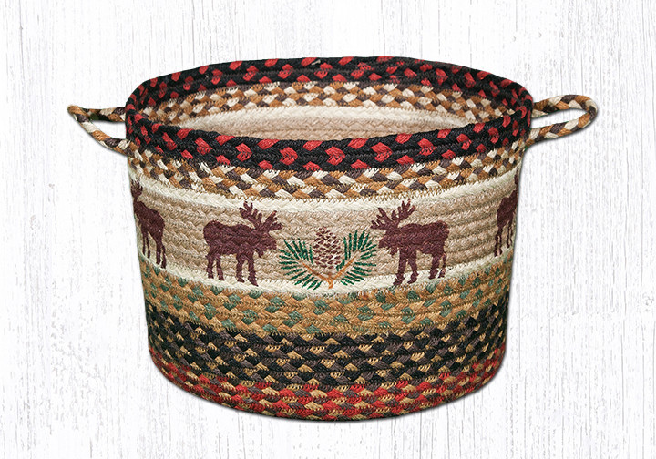 Earth Rugs UBP-19 Moose / Pinecone Printed Utility Basket 13 Inch X 9 Inch Main image