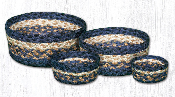 Earth Rugs CB-79 Light & Dark Blue / Mustard Casserole Baskets Set of 4 Main image