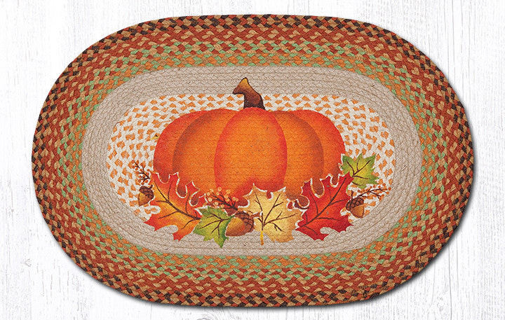 Earth Rugs OP-438 Pumpkin Leaf Oval Patch 20" x 30" Main image