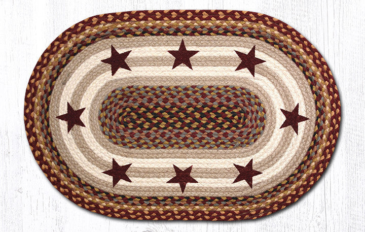 Earth Rugs OP-357 Burgundy Stars Oval Patch 20" x 30" Main image