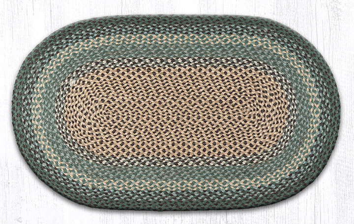 Earth Rugs C-13 Dark Green Oval Braided Rug 27" x 45" Main image