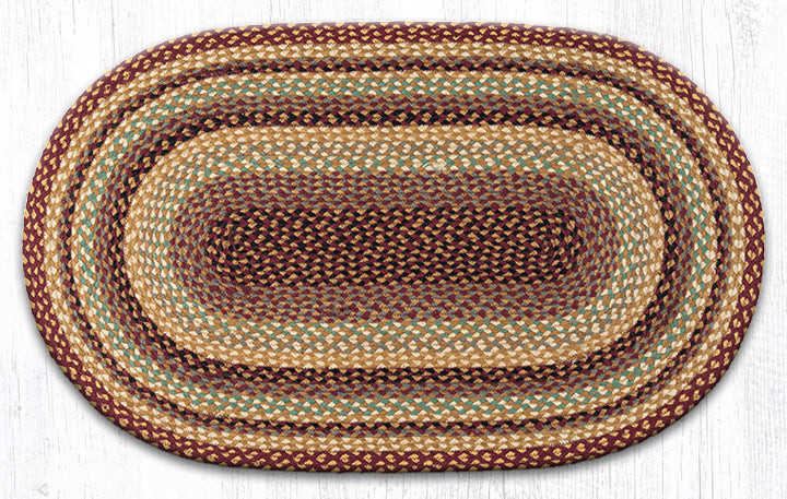 Earth Rugs C-357 Burgundy / Gray / Cream Oval Braided Rug 27" x 45" Main image