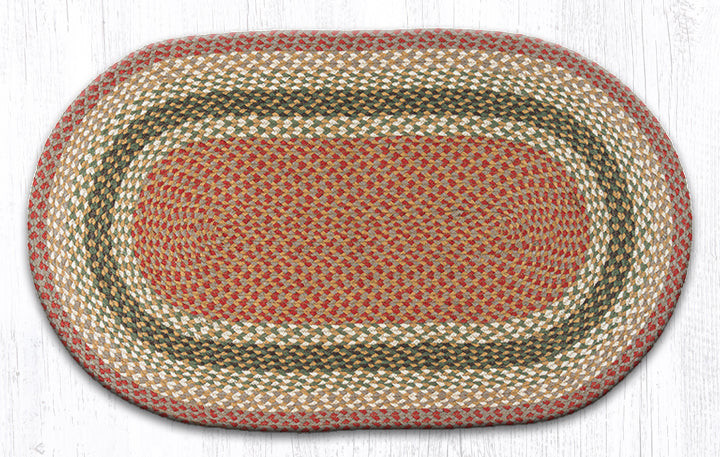 Earth Rugs C-24 Olive / Burgundy / Gray Oval Braided Rug 27" x 45" Main image