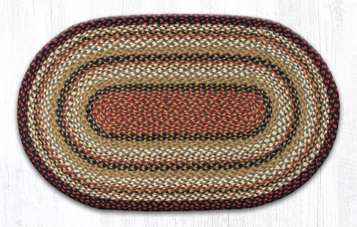 Earth Rugs C-319 Burgundy / Mustard / Ivory Oval Braided Rug 27" x 45" Main image