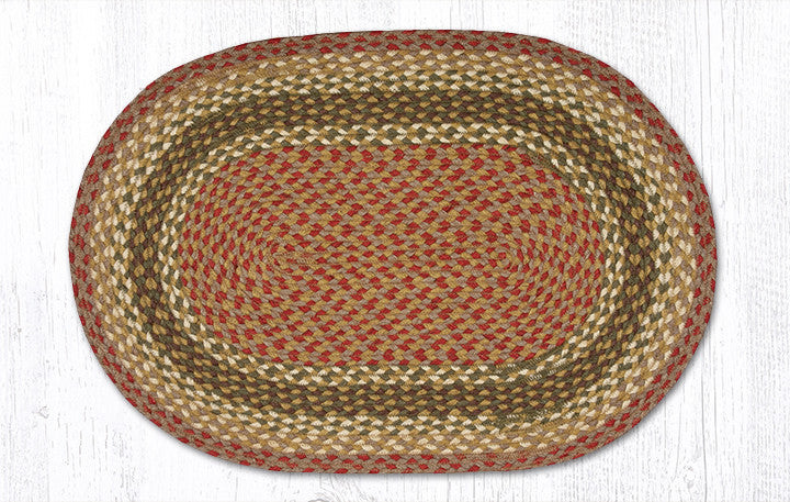 Earth Rugs C-24 Olive / Burgundy / Gray Oval Braided Rug 20" x 30" Main image