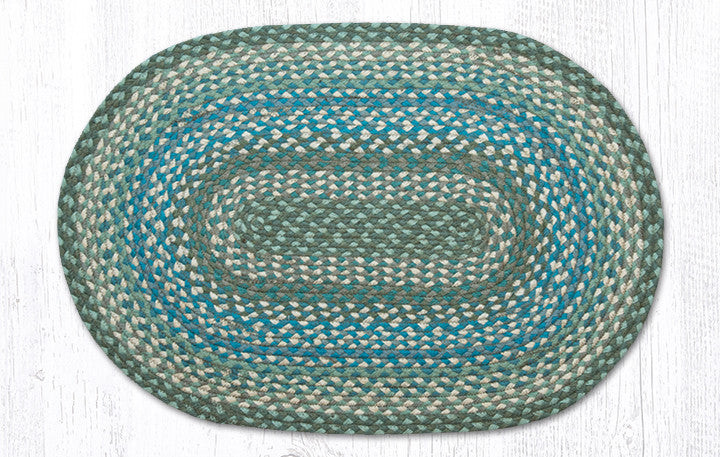 Earth Rugs C-419 Sage / Ivory / Settlers Blue Oval Braided Rug 20" x 30" Main image