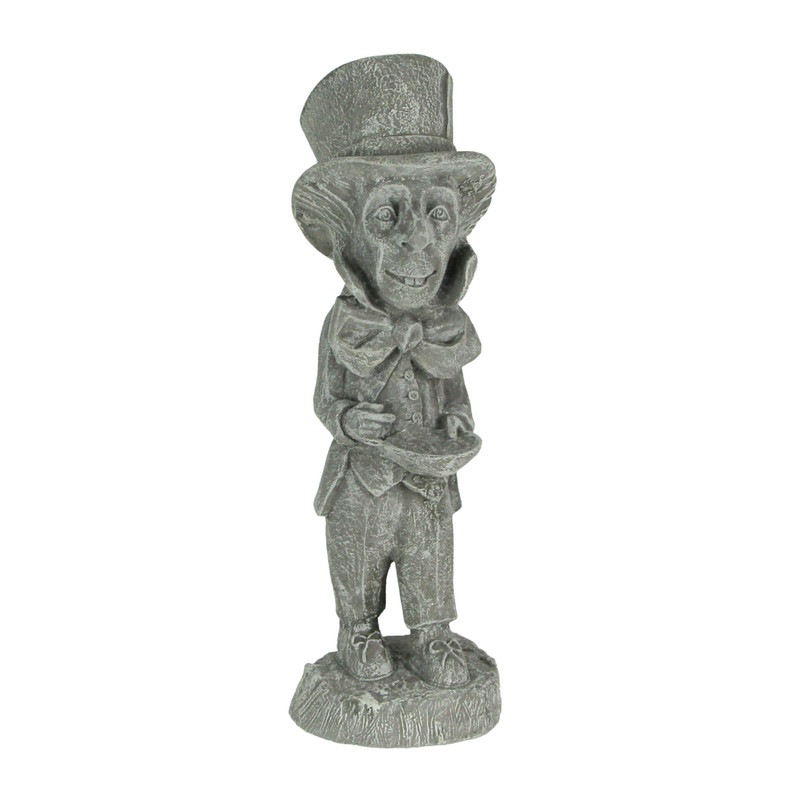 Mad Hatter Alice in Wonderland Light Gray Finish Statue 19 in-CEMENT Main image