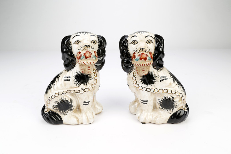 AAI Black and White Dogs with Flower Baskets, Set of 2 Main image