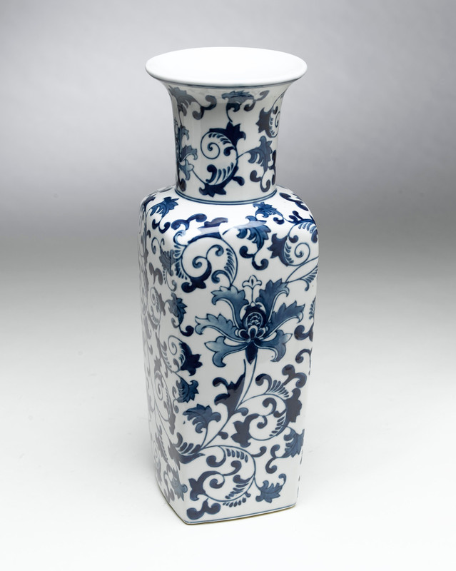 AA Importing 59702 Square Blue And White Vase Main image