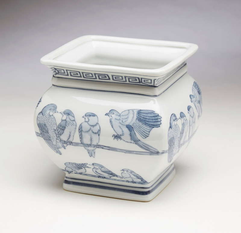 AA Importing 59835 Square Blue And White Planter Main image