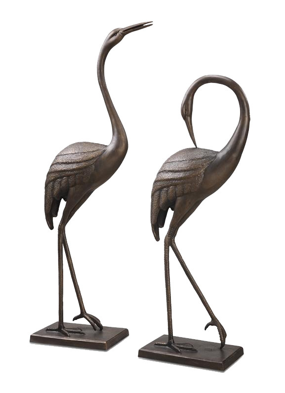 Pair of Aluminum Graceful Garden Crane Statues Main image