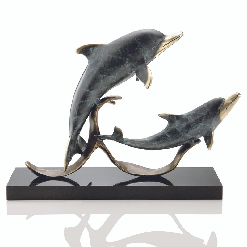 SPI Brass Sailor's Delight Double Dolphin Statue Main image