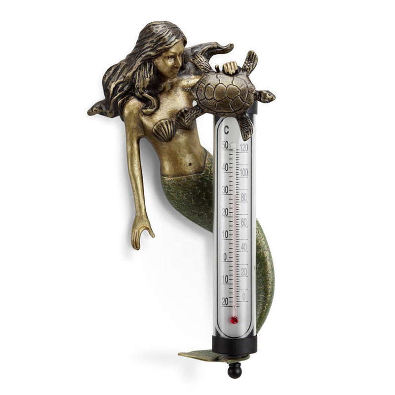 SPI Home Bronze Finish Cast Aluminum Mermaid Wall Mounted Thermometer Main image