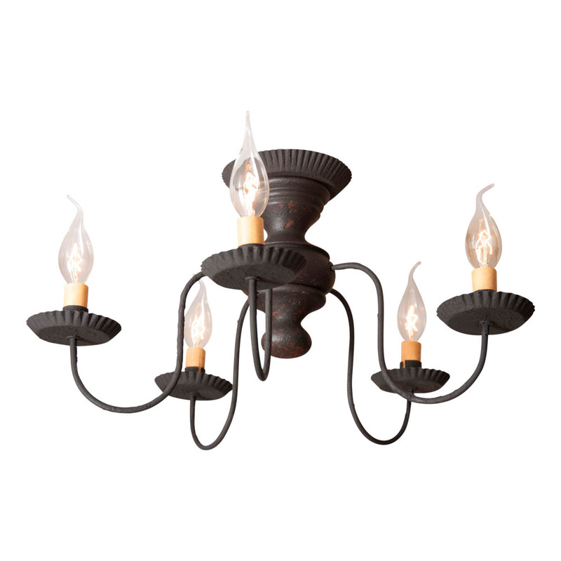 Irvin's Country Tinware Thorndale Ceiling Light in Hartford Black over Red Main image