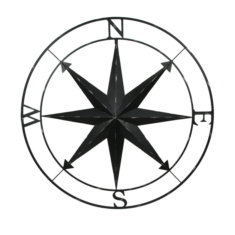 Indoor Outdoor Metal Compass Rose Wall Sculpture 39.5 Inch Diameter Main image