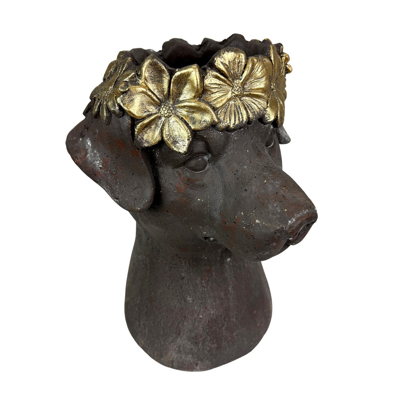 Things2die4 Dog Head  Bust Planter, Magnesium Oxide  13.25 Inches High Main image