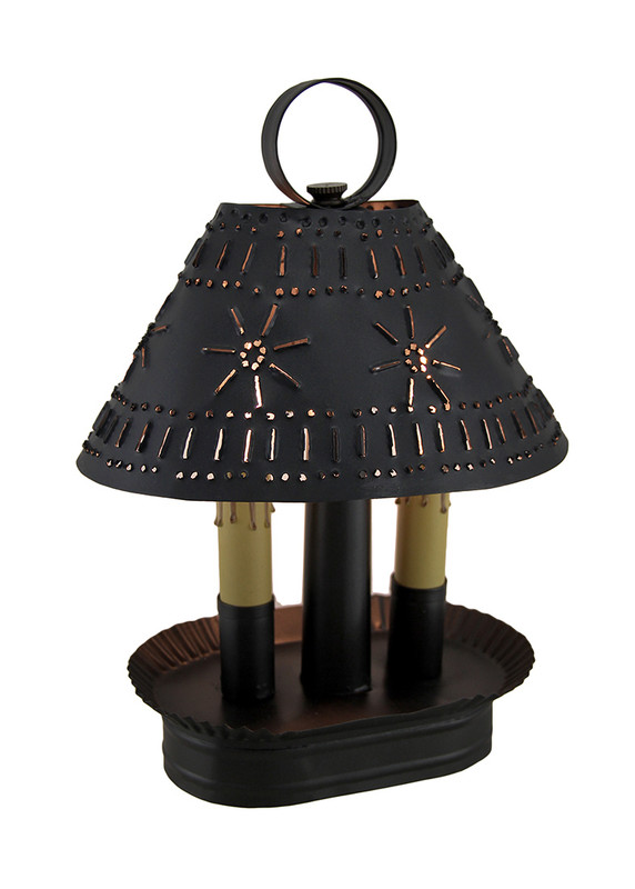 Smokey Black Finish 2 Light Punched Tin Accent Lamp Main image
