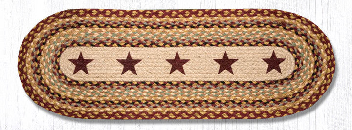 Earth Rugs OP-357 Burgundy Stars Oval Patch Runner 13" x 36" Main image