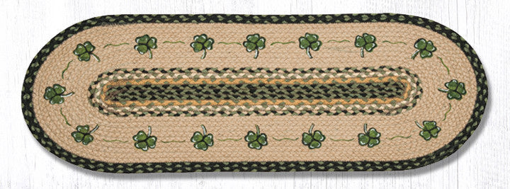 Earth Rugs OP-116 Shamrock Oval Patch Runner 13" x 36" Main image