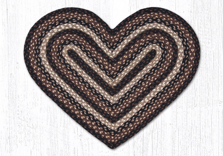 Earth Rugs C-313 Mocha / Frappuccino Heart Braided Rug 20" x 30" Main image