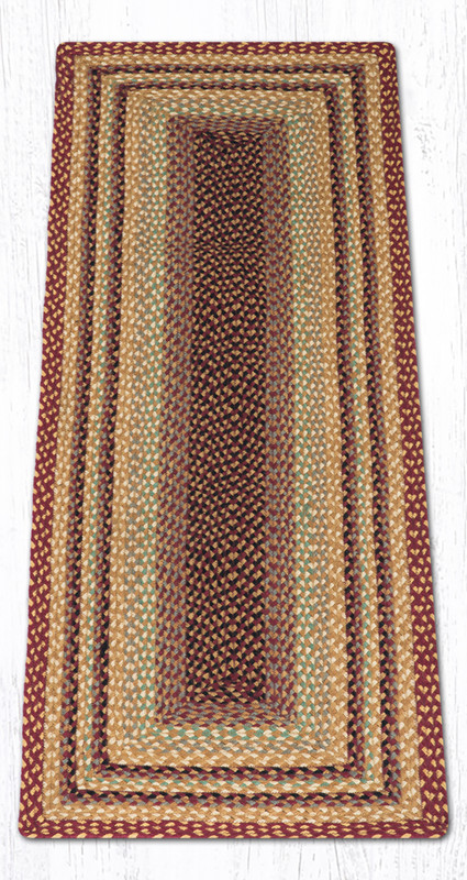 Earth Rugs RC-357 Burgundy / Gray / Cream Rectangle Braided Rug 2 Feet X 6 Feet Main image