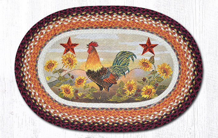 Earth Rugs OP-391 Morning Rooster Oval Patch 20" x 30" Main image