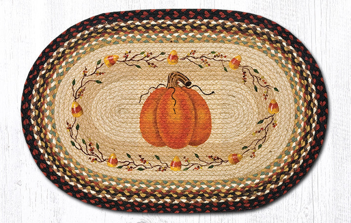Earth Rugs OP-319 Pumpkin Candy Corn Oval Patch 20" x 30" Main image