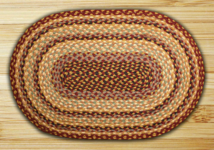 Earth Rugs C-357 Burgundy / Gray / Cream Oval Braided Rug 2 Feet x 8 Feet Main image