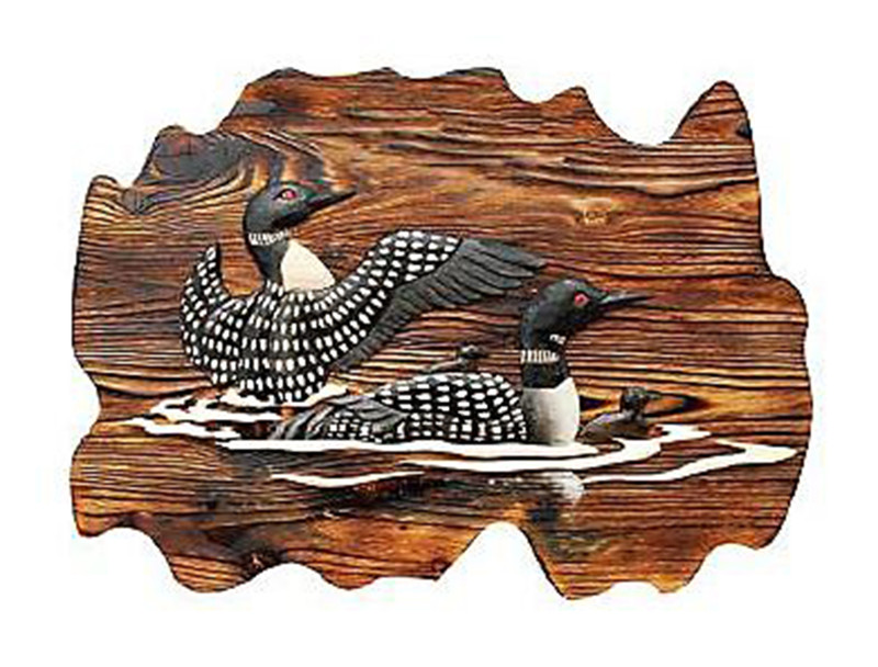 Loon Family Hand Crafted Intarsia Wood Art 26 X 18 X 2.5 Inches Main image