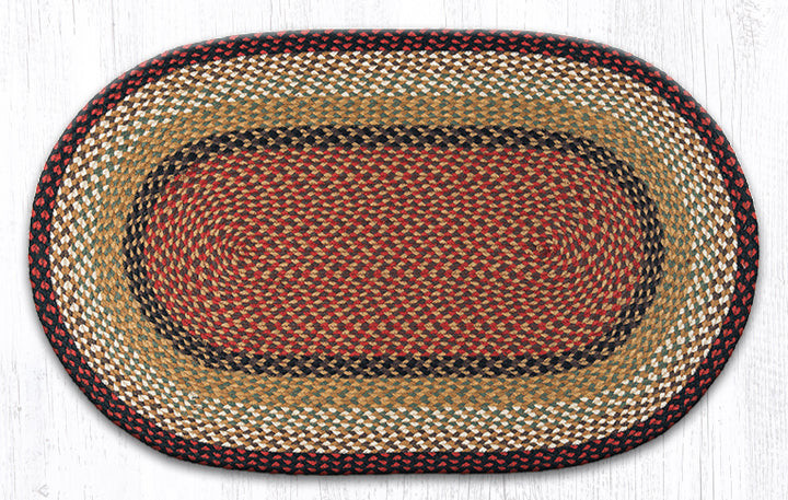 Earth Rugs C-19 Burgundy / Mustard Oval Braided Rug 27" x 45" Main image