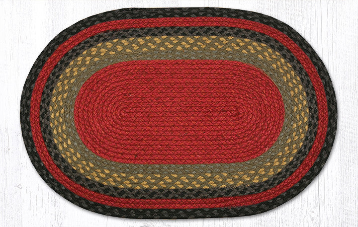 Earth Rugs C-238 Burgundy / Olive / Charcoal Oval Braided Rug 20" x 30" Main image