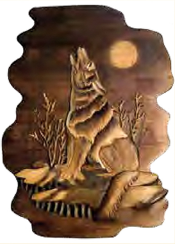Wolf Hand Crafted Intarsia Wood Art Wall Hanging 18 X 23 X 2.5 Inches Main image