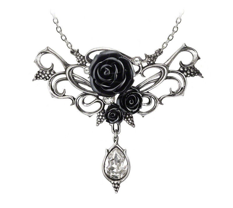 Alchemy Gothic Bacchanal Rose Crystal Drop Pendant Necklace Main image