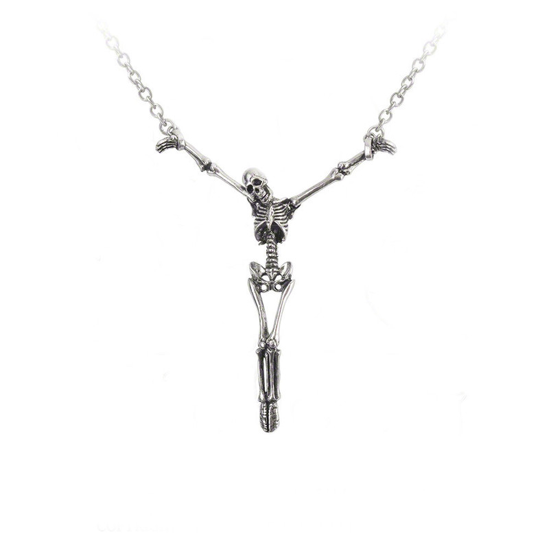 Alchemy Gothic Alter Orbis Hanging Skeleton Pendant Necklace Main image