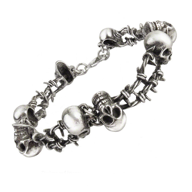 Alchemy Gothic No Man's Land Barbed Wire Skull Bracelet Main image