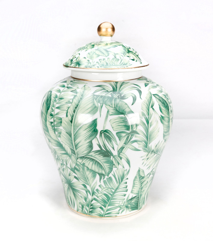 AAI Tropical Leaf 14" Ginger Jar, Green Main image