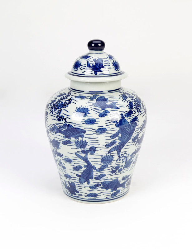 AA Importing Koi Pond Design Ginger Jar with Lid Main image