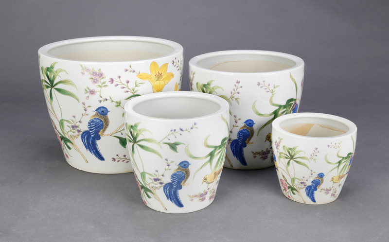AA Importing Birds and Flowers Set of 4 Planters Main image